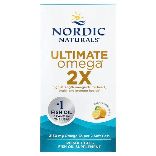 Nordic Naturals, Ultimate Omega® 2X, Suplemento de aceite de pescado con omega-3, Limón, 120 cápsulas blandas (1075 mg por cápsula blanda)