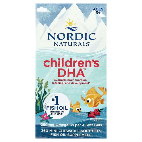 Nordic Naturals, Children's DHA, DHA para niños, 3 a 3 años, Fresa, 360 minicápsulas blandas masticables