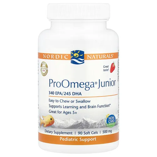Nordic Naturals, ProOmega® para niños, De 5 años en adelante, Fresa, 90 cápsulas blandas (340 mg por cápsula blanda)