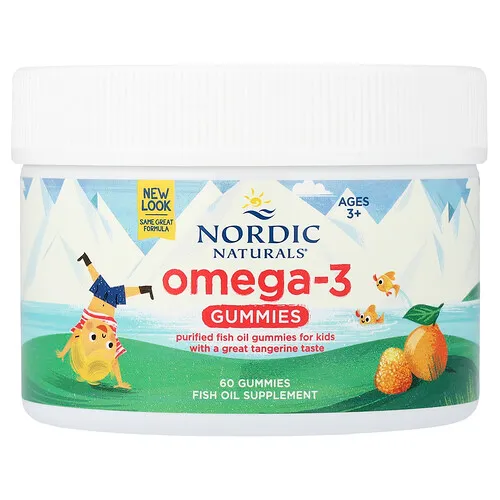Nordic Naturals, Gomitas con omega-3, De 3 años en adelante, Mandarina, 60 gomitas (41 mg por gomita)