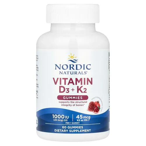 Nordic Naturals, Gomitas con vitamina D3 y K2, Granada, 60 gomitas