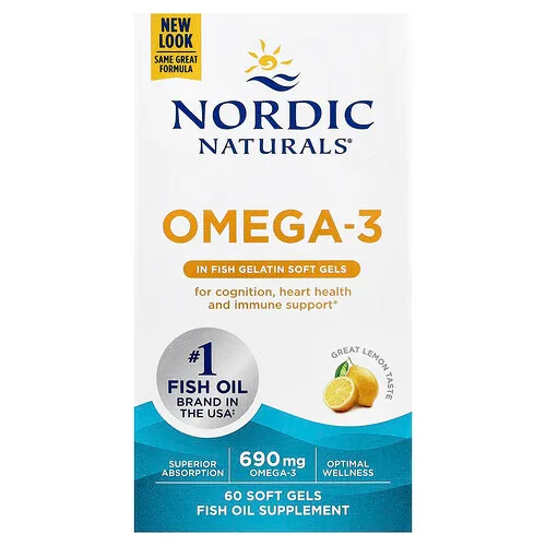 Nordic Naturals, Omega-3, Limón, 60 cápsulas blandas (345 mg por cápsula blanda)