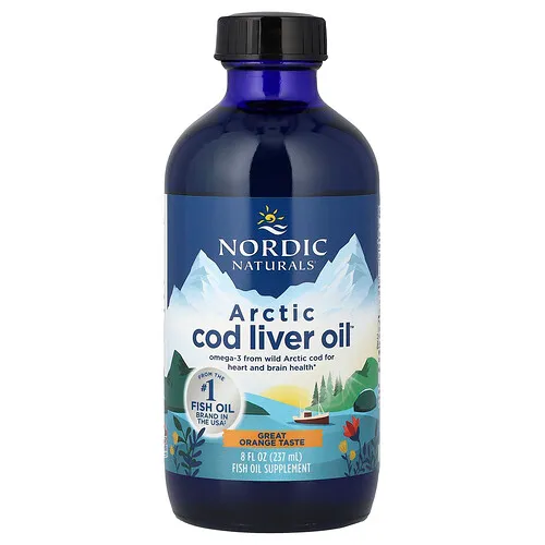 Nordic Naturals, Arctic Cod Liver Oil, Aceite de hígado de bacalao ártico, Naranja, 8 mg, 237 ml (8 oz. líq.)