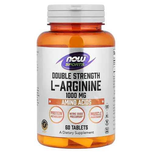 NOW Foods, Sports, L-arginina, 1000 mg, 60 comprimidos