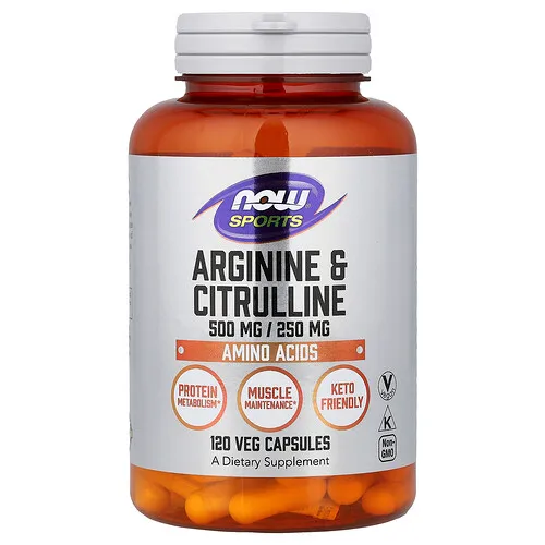 NOW Foods, Sports, Arginina y citrulina, 120 cápsulas vegetales
