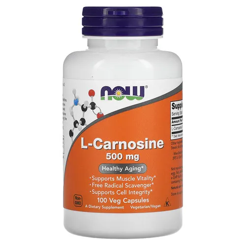 NOW Foods, L-carnosina, 500 mg, 100 cápsulas vegetales