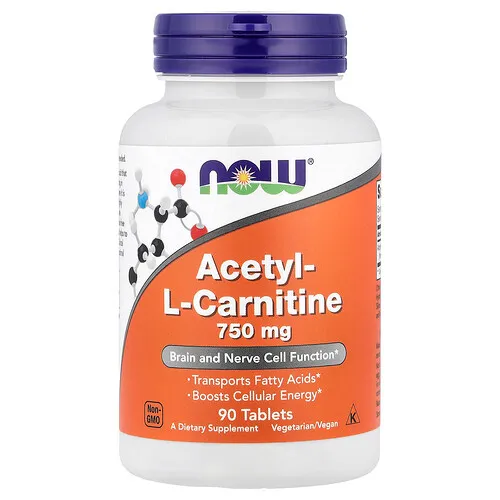 NOW Foods, Acetil-L-carnitina, 750 mg, 90 comprimidos