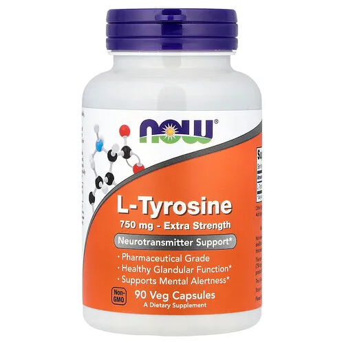 NOW Foods, L-tirosina, 750 mg, 90 cápsulas vegetales