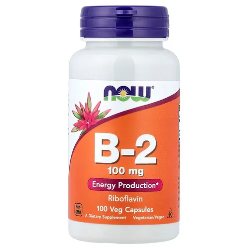 NOW Foods, Vitamina B2, 100 mg, 100 cápsulas vegetales
