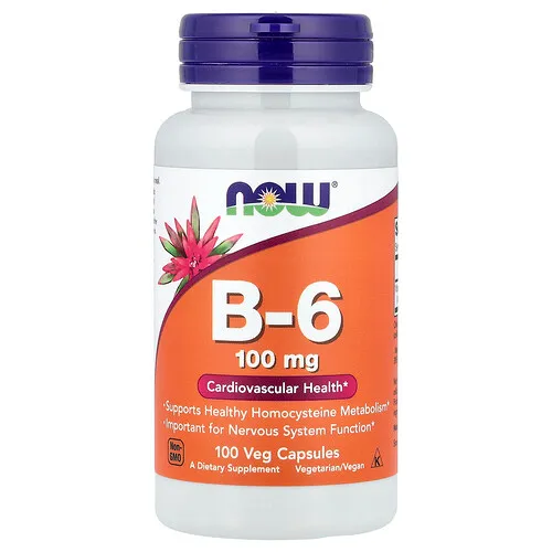 NOW Foods, B6, 100 mg, 100 cápsulas vegetales