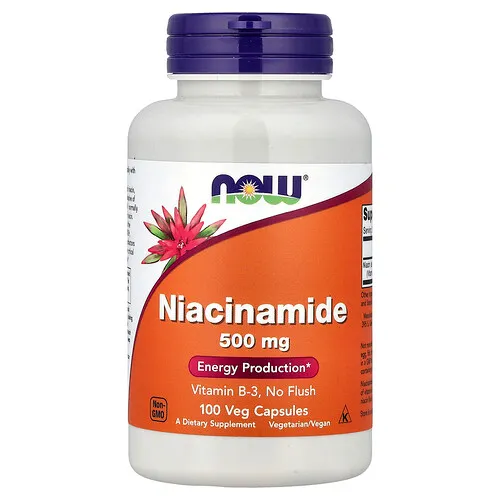 NOW Foods, Niacinamida, 500 mg, 100 cápsulas vegetales