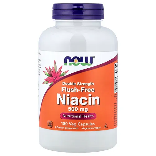 NOW Foods, Niacina antienrojecimiento, 500 mg, 180 cápsulas vegetales