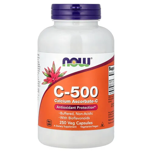 NOW Foods, C-500, Ascorbato de calcio-C, 250 cápsulas vegetales