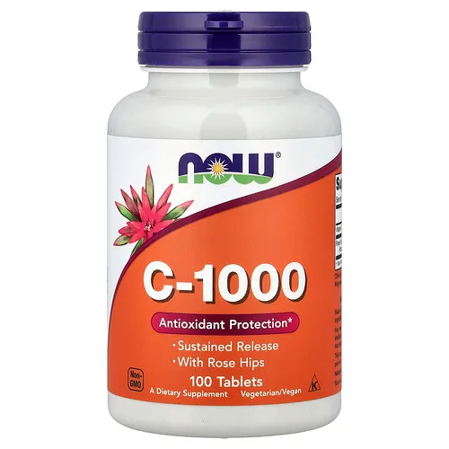 NOW Foods, Vitamina C-1000 con rosa mosqueta, 100 comprimidos