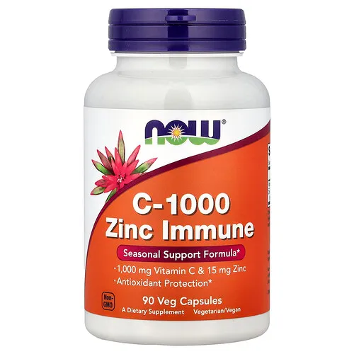 NOW Foods, Suplemento inmunitario con vitamina C-1000 y zinc, 90 cápsulas vegetales