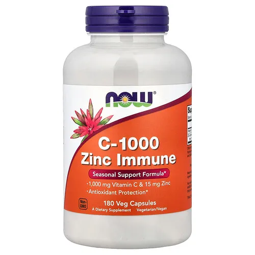 NOW Foods, Suplemento inmunitario con vitamina C-1000 y zinc, 180 cápsulas vegetales