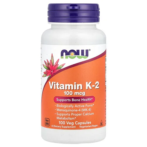 NOW Foods, Vitamina K2, 100 mcg, 100 cápsulas vegetales