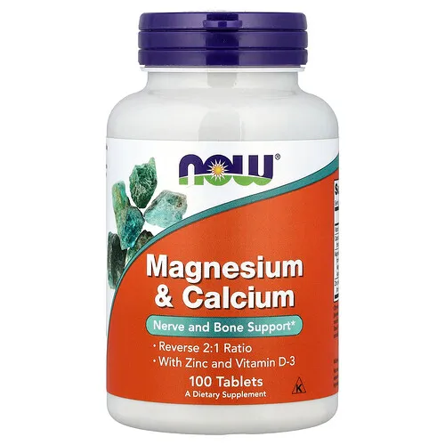 NOW Foods, Magnesio y calcio con zinc y vitamina D3, 100 comprimidos