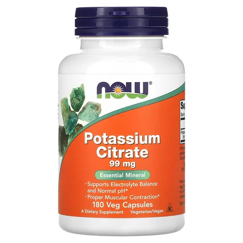 NOW Foods, Citrato de potasio, 99 mg, 180 cápsulas