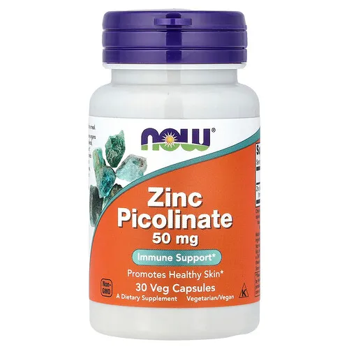 NOW Foods, Picolinato de zinc, 50 mg, 30 cápsulas vegetales