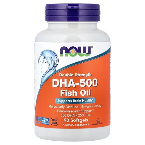 NOW Foods, DHA-500, Aceite de pescado, 90 cápsulas blandas