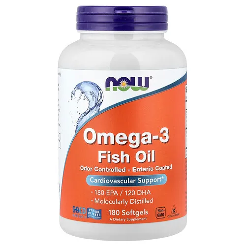 NOW Foods, Aceite de pescado con omega-3, 180 cápsulas blandas