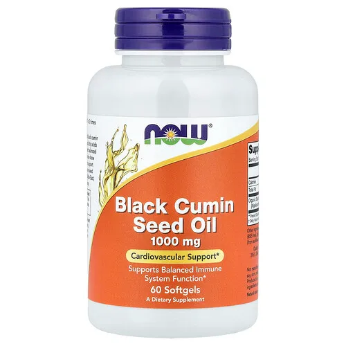 NOW Foods, Aceite de semilla de comino negro, 1000 mg, 60 cápsulas blandas