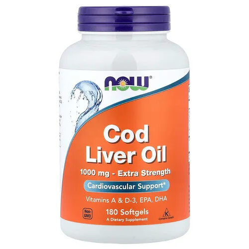 NOW Foods, Aceite de hígado de bacalao, 1000 mg, 180 cápsulas blandas