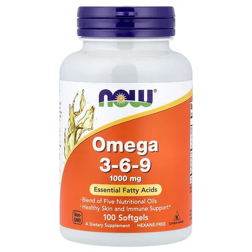 NOW Foods, Omega-3, -6 y -9, 100 cápsulas blandas