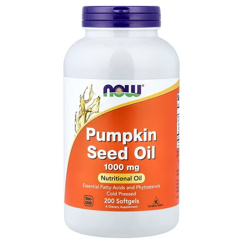 NOW Foods, Aceite de semilla de calabaza, 1000 mg, 200 cápsulas blandas