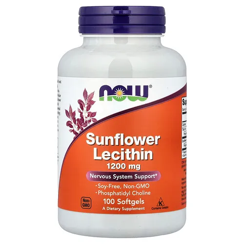 NOW Foods, Lecitina de girasol, 1200 mg, 100 cápsulas blandas