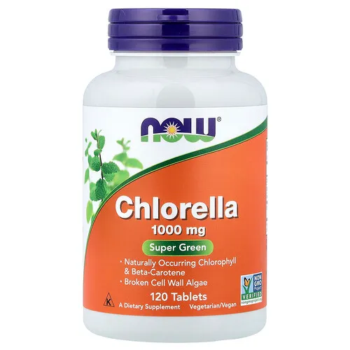 NOW Foods, Clorela, 120 comprimidos (1 g por comprimido)