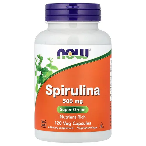 NOW Foods, Espirulina natural, 500 mg, 120 cápsulas veganas