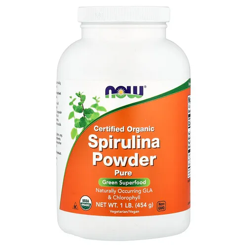 NOW Foods, Espirulina orgánica certificada en polvo, 454 g (1 lb)