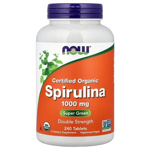 NOW Foods, Espirulina orgánica certificada, 1000 mg, 240 comprimidos