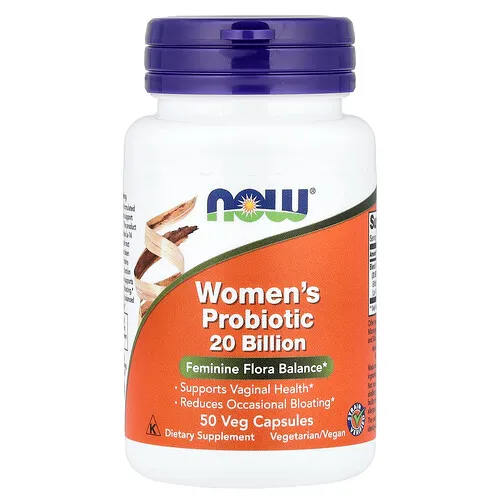 NOW Foods, Suplemento probiótico para mujeres, 20.000 millones de UFC, 50 cápsulas vegetales