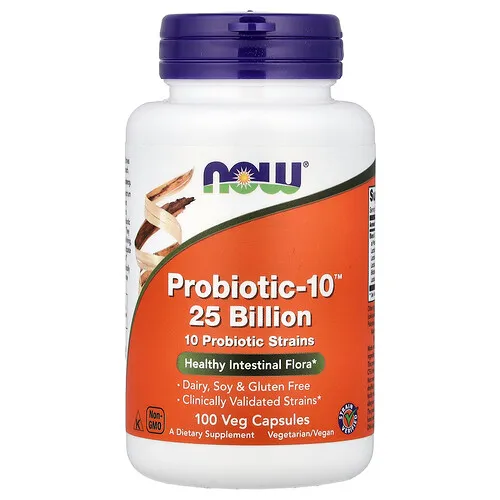 NOW Foods, Probiotic-10™, Suplemento probiótico, 100 cápsulas vegetales