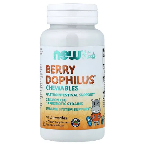 NOW Foods, Niños, Berry Dophilus™, 60 comprimidos masticables