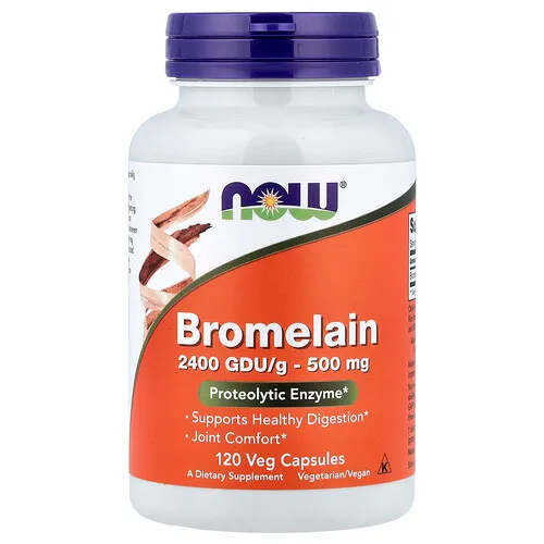 NOW Foods, Bromelaína, 500 mg (2400 UDG/g), 120 cápsulas vegetales