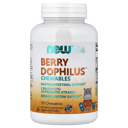 NOW Foods, Niños, Berry Dophilus™, Comprimidos masticables, 120 comprimidos masticables