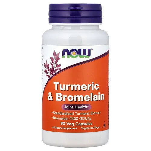 NOW Foods, Cúrcuma y Bromelina, 90 cápsulas vegetales