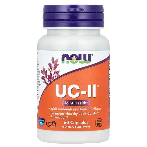 NOW Foods, UC-II, Suplemento para favorecer la salud de las articulaciones con colágeno de tipo II sin desnaturalizar, 60 cápsulas
