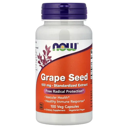 NOW Foods, Semilla de uva, 100 cápsulas vegetales