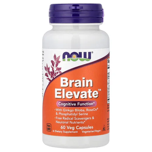 NOW Foods, Brain Elevate, Suplemento alimentario, 60 cápsulas vegetales