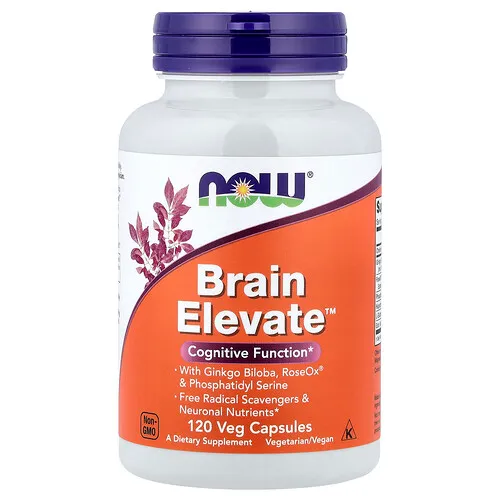 NOW Foods, Brain Elevate, Suplemento alimentario, 120 cápsulas vegetales