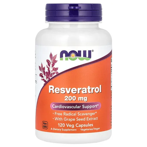 NOW Foods, Resveratrol natural, 200 mg, 120 cápsulas vegetales