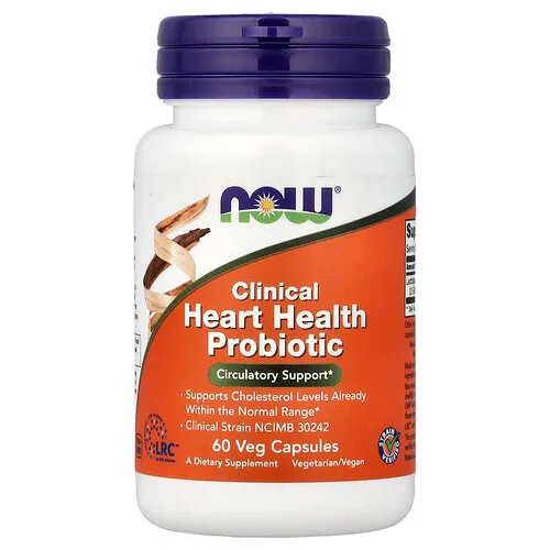 NOW Foods, Probiótico clínico para la salud del corazón, 60 cápsulas vegetales (117 mg por cápsula)