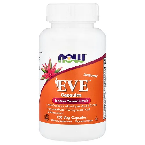 NOW Foods, Eve™, Suplemento multivitamínico superior para mujeres, Sin hierro, 120 cápsulas vegetales