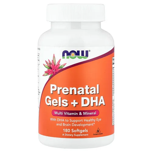 NOW Foods, Geles prenatales con DHA, 180 cápsulas blandas