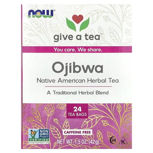 NOW Foods, Té ojibwa, Sin cafeína, 24 bolsitas de té, 42 g (1,5 oz)
